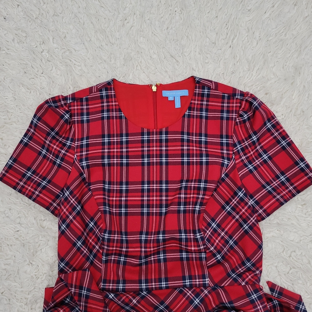 Draper James Angie Check Bow Waist Love Circle Dress Holiday Check Plaid DRW0601 - Picture 6 of 12
